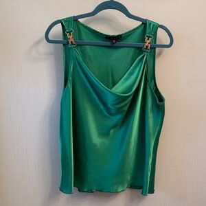 Elegant Green Satin Women's Top